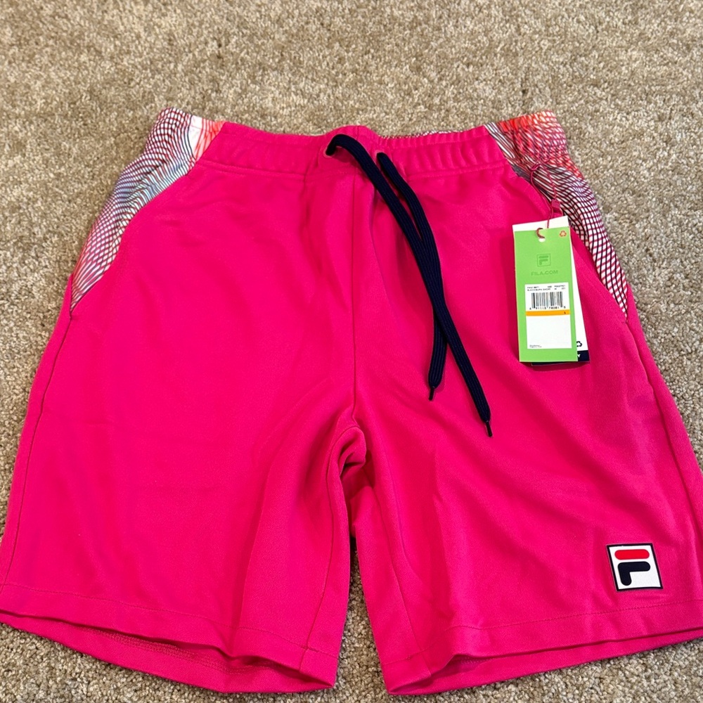 Fila Hot Pink Sports Shorts with Navy Accents